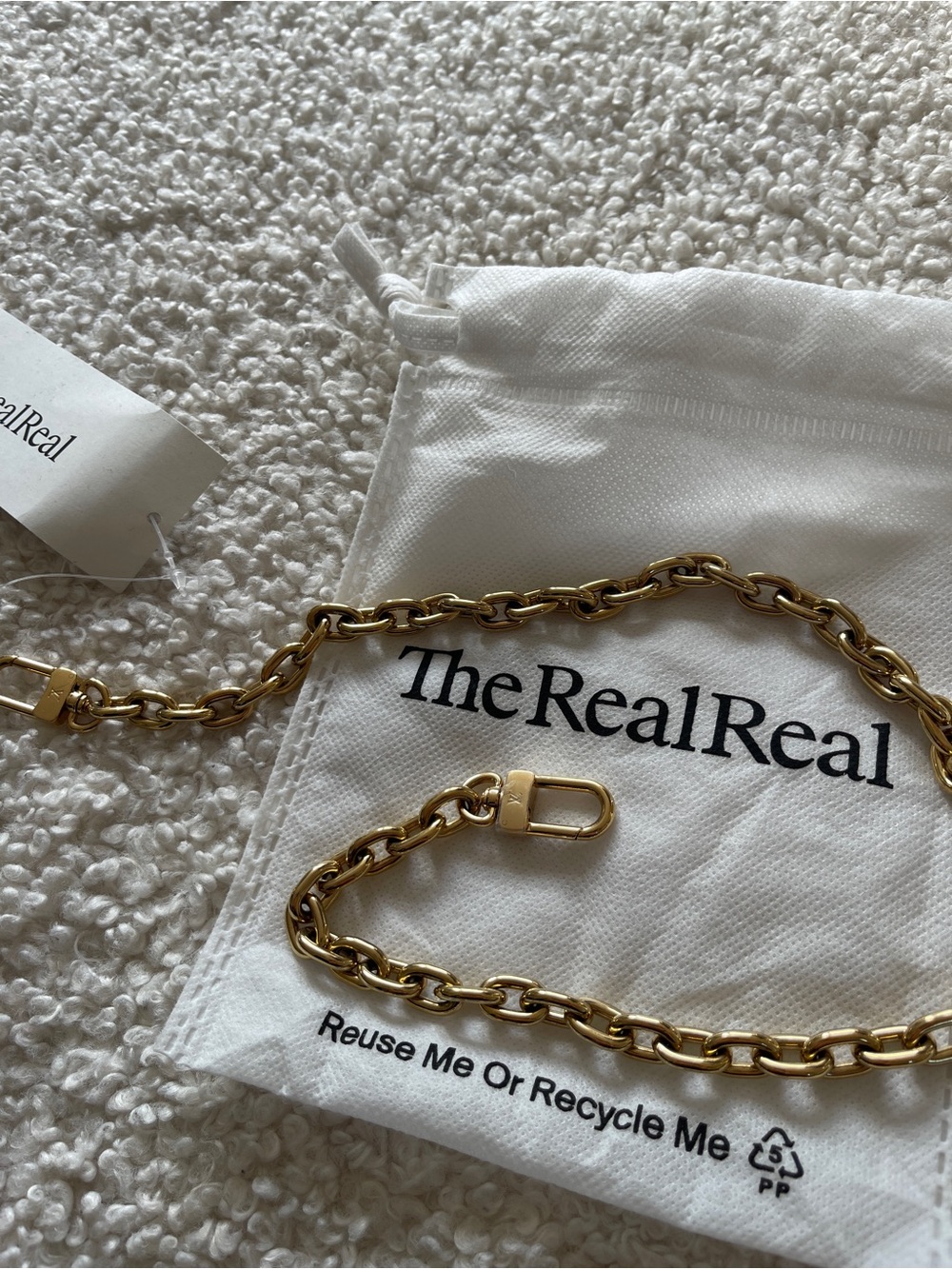 Louis Vuitton Metal Chain Strap Gold Tone 22”